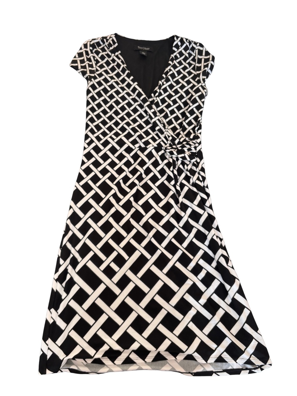 White House Black Market Geometric Trellis Faux-Wrap Dress